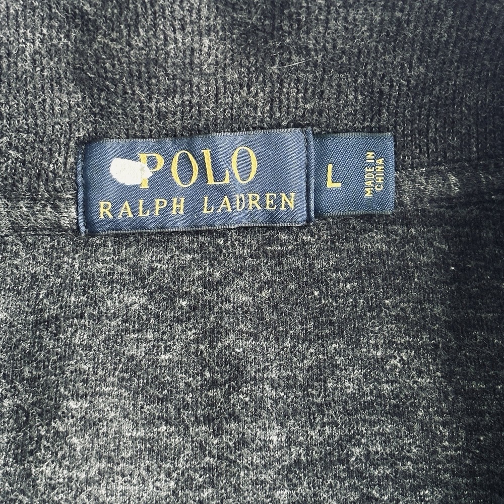 Ralph Lauren Dark Charcoal Gray Quarter-Zip Polo with Red Pony Logo - Picture 4 of 16